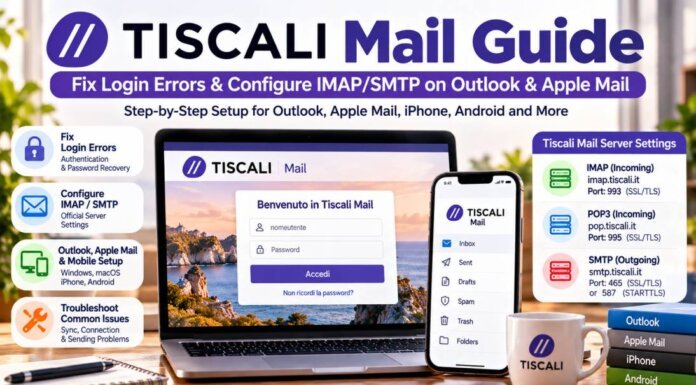 How to Fix Tiscali Mail Login Errors & Configure IMAP/SMTP on Outlook & Apple Mail Tiscali Mail Setup Guide Infographic